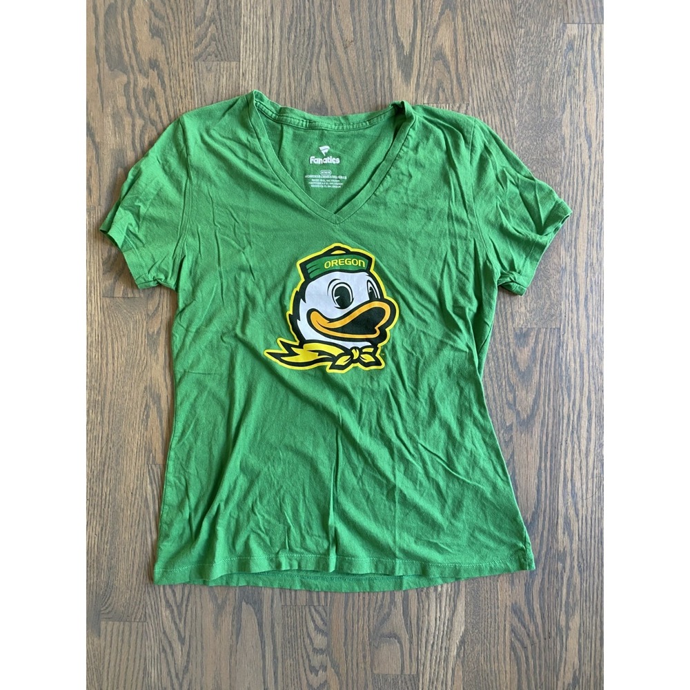 Oregon Ducks Fanatics V Neck T-Shirt Graphic Women Size Medium Green